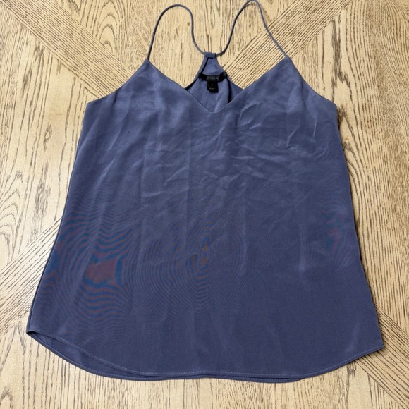 J. Crew Women's Size 0 Blue Gray Silk Cami Top V-Neck Sleeveless Blouse Casual - Picture 1 of 8
